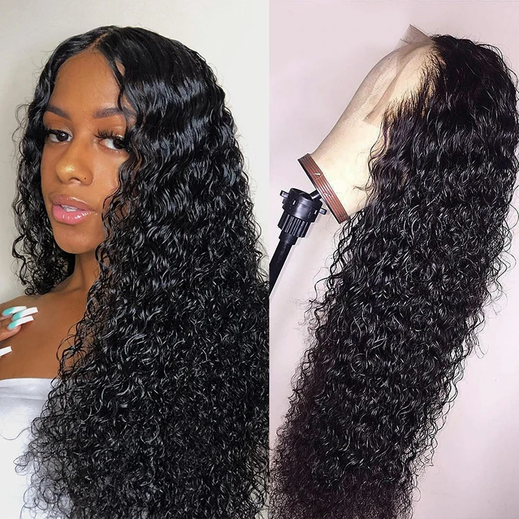 Factory Price Pre Plucked With Baby Hair 13x6 Transparent Lace Frontal Raw Deep Curly Deep Part Lace Wigs