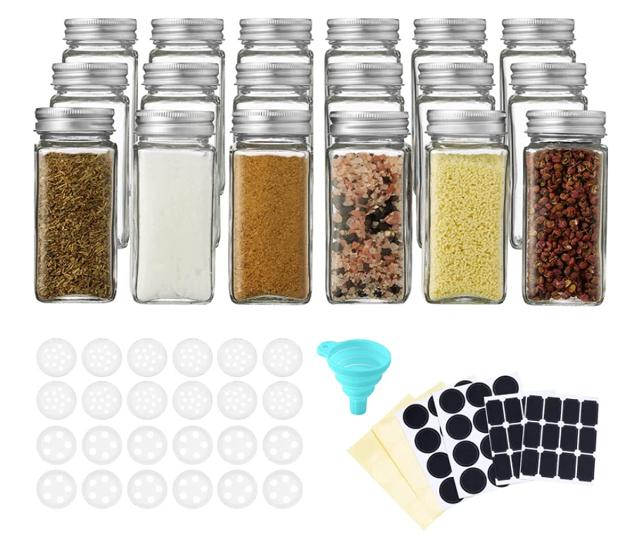 

Glass Canning Jars Jam Honey 4oz Empty Square Spice Containers 24 Pcs Glass Spice Jars, Transparent