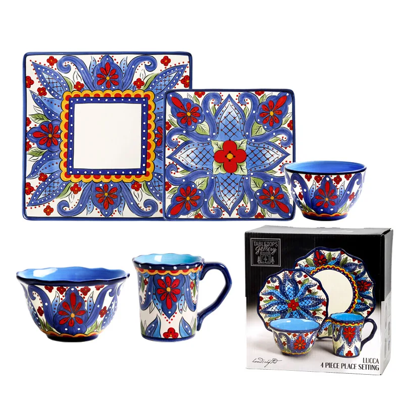 
Creative ceramic tableware set home hand-painted large tableware 
