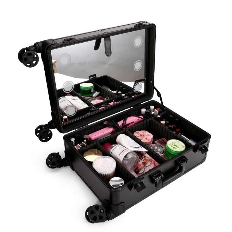 

18 Inch Beauty Tool Box Professional Makeup Rolling Trolley Organizer Case Makeup Travle Case Maleta Com Maquiagem, As show