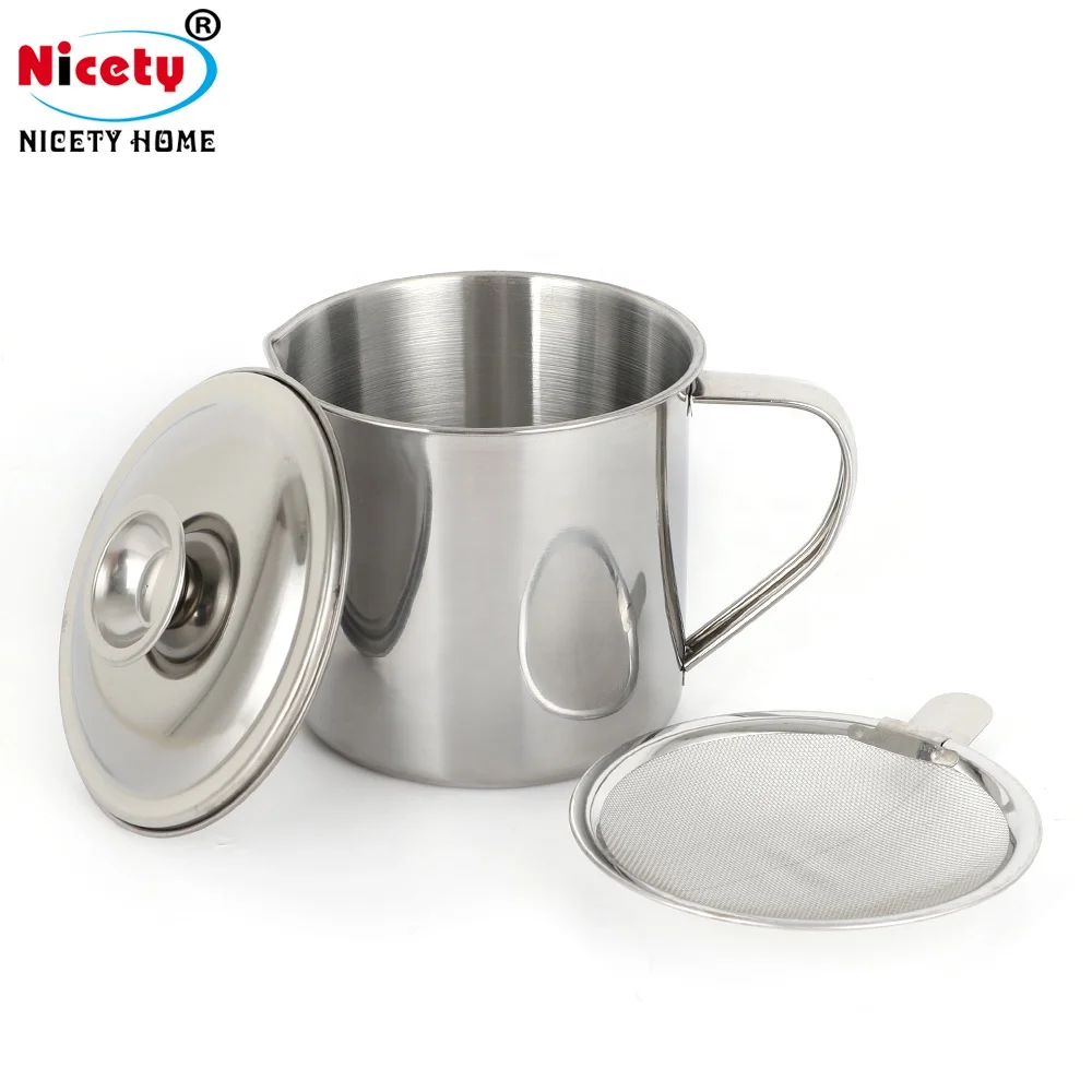 

Stainless Steel Oil Pot/oil cup/ oil drain cup with Filtering Strainer grease keeper, Stainless steel true colors