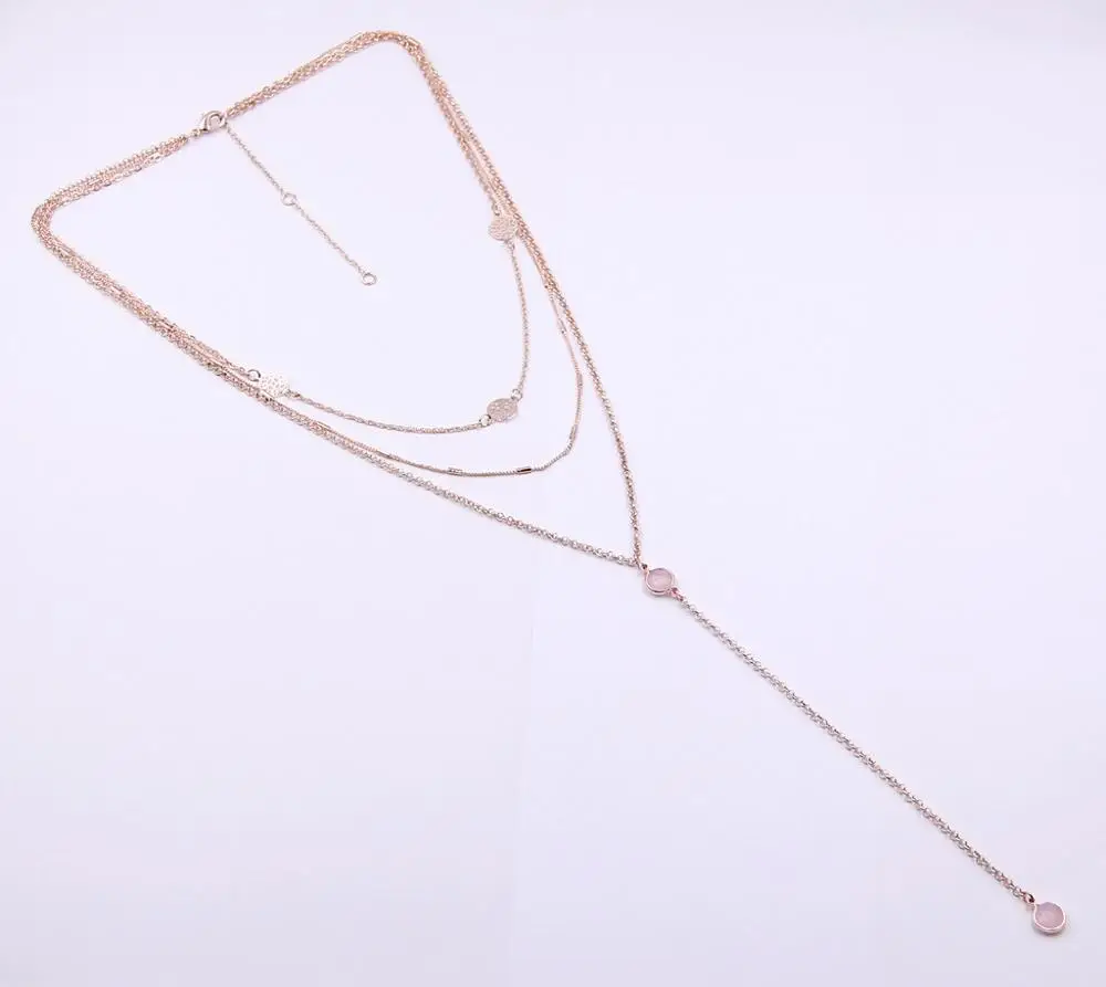 
Hot selling fashion fine chain multilayer chanel necklace jewelry in rose gold plating for women 