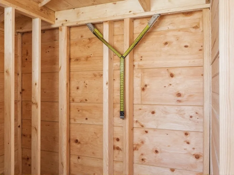 Measuring shed door frame with tape measure
