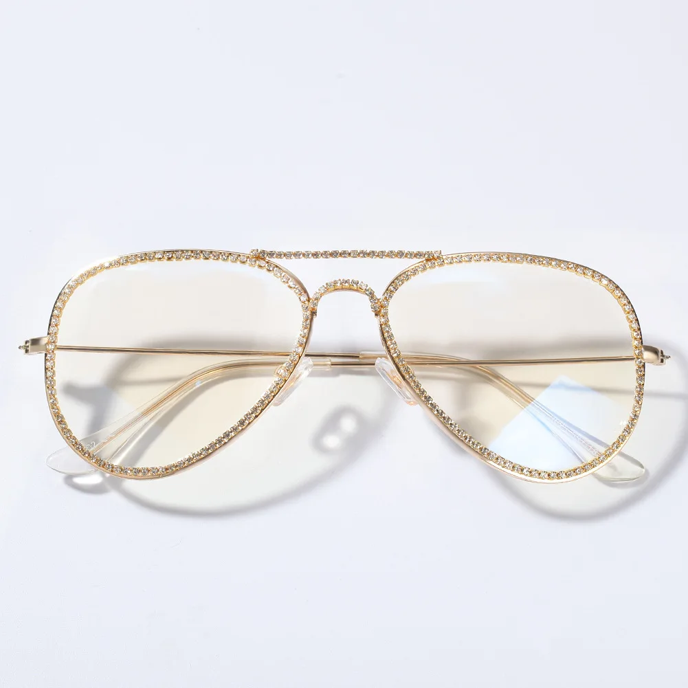 

Diamond-studded Metal Avant-garde Fashion Trendy Precision Gold Decorative Glasses Cycling Glasses 2021 Sunglasses Mens River