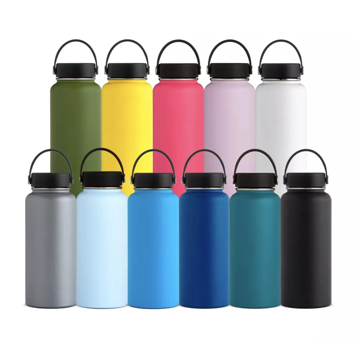 

32oz Stainless Steel Water Bottle w/Straw & Wide Mouth Lids Keeps Liquids Hot or Cold With Handle, Customized colors acceptable