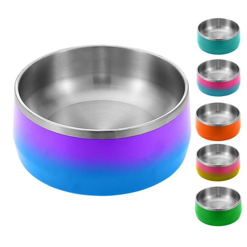 

Stainless Steel Double Wall Vacuum Insulated feed bowl Non-slip bottom Pet Dog Bowl For Food & Water