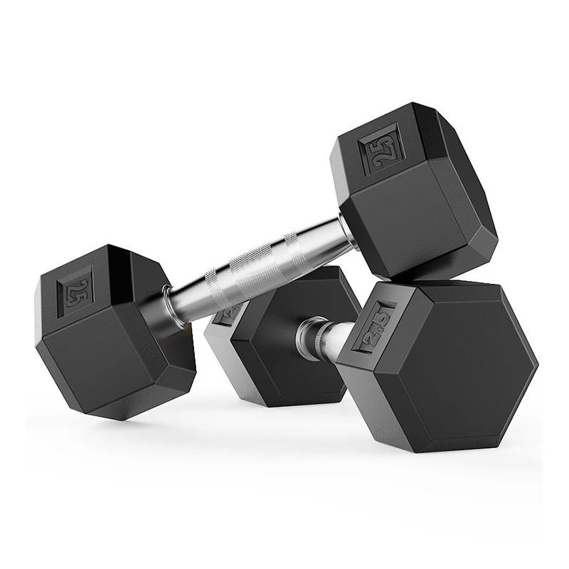 

2021 Agreat Wholesale Hot Selling Fitness Equipment 10 KG Hex Dumbbells Rubber, Black+silver
