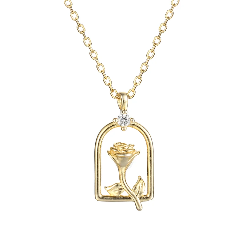 

S925 sterling silver original design rose necklace by moyu YA0075
