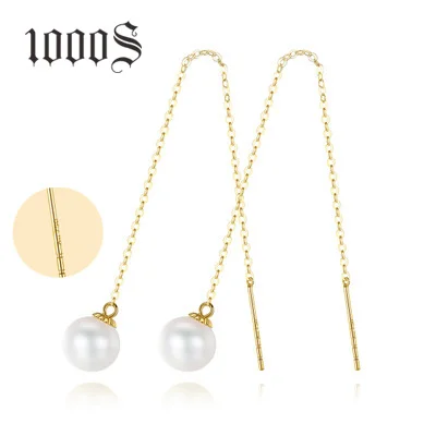 Fashion Korea Custom Real 18K Gold Natural Freshwater Pearl Earrings For Women