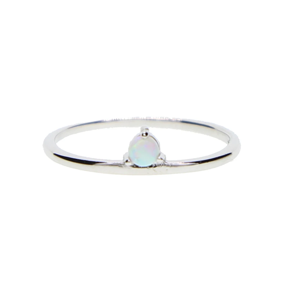

Free Gift feedback customer 925 sterling silver single stone minimal thin white opal stone ring for women, Picture