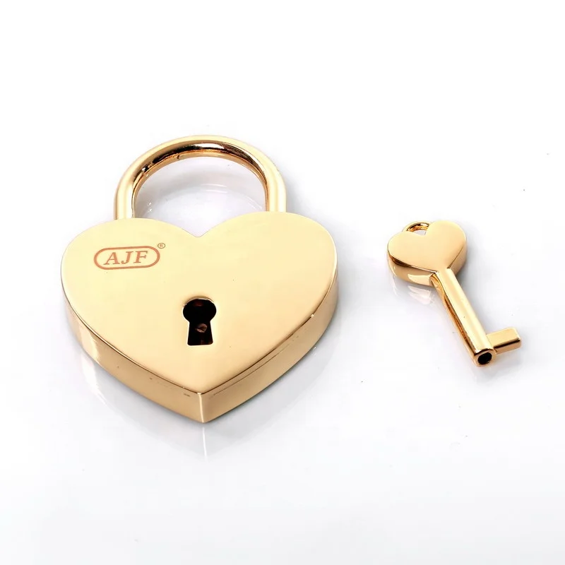 

AJF gold zinc alloy heart shaped key lock for wishing or wedding lock