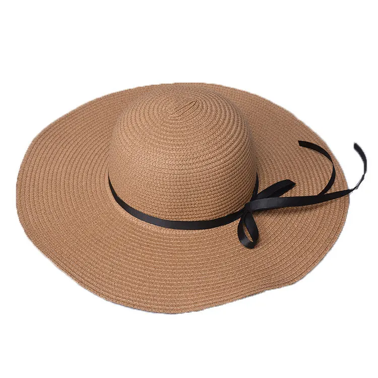 

Women Broad Brim Beach Hat Bowknot Summer Sun Hat Foldable Straw Hat