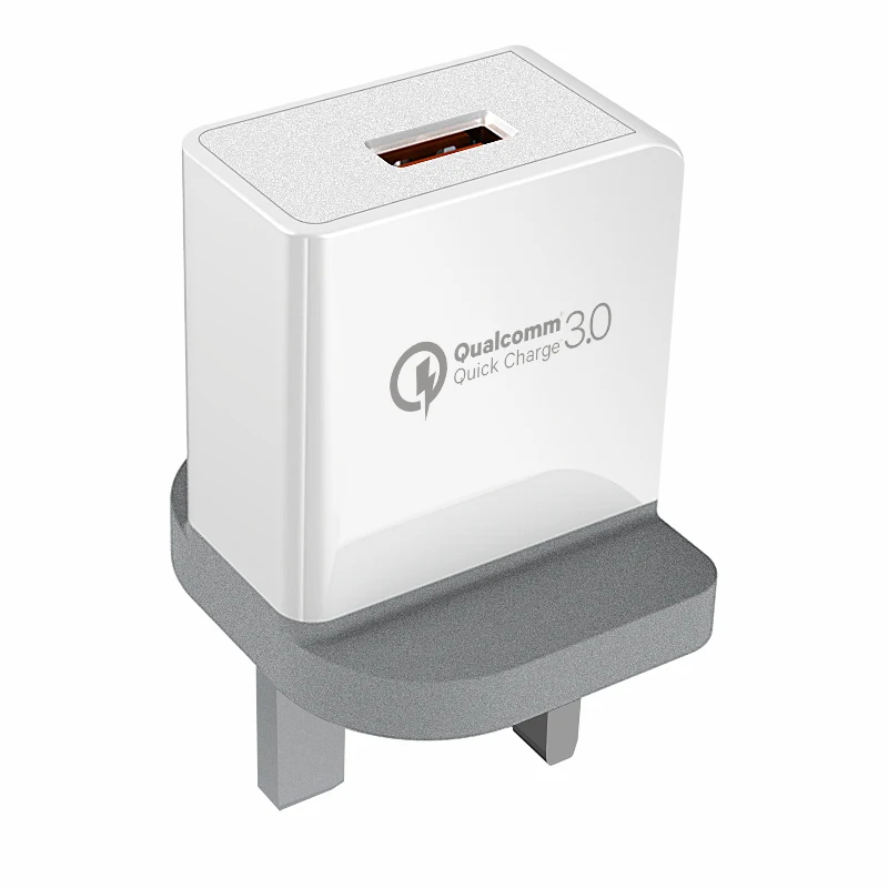 
Wholesale phone charger head qc3.0 fast charging head black/white usb phone charger head for UK 