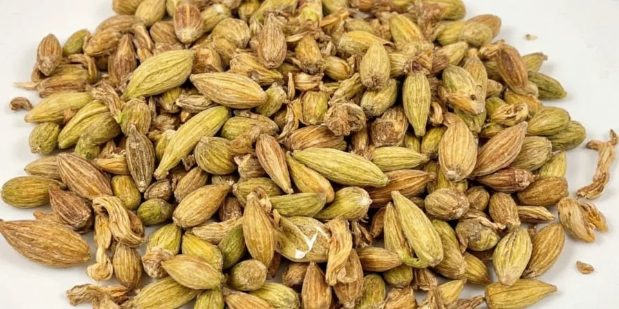 Visual comparison of green and black cardamom pods