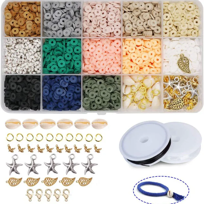 

3600pc  Flat Round Polymer Clay Beads Chip Disk Loose Clay Bead For DIY Jewelry Making Bracelet Finding, Mixed color