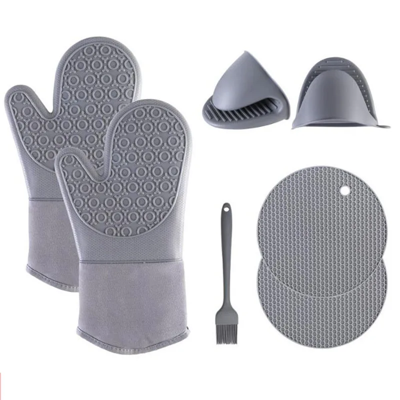 

Hot Sale Bakeware Silicone Oven Mitts And Pot Holders Set Mini Gloves Pads Potholders For Kitchen Baking, Picture