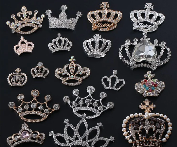 

full crystal paved crown phone decoration accessories big size metal crown clothing bag shoes accessories crown accessories