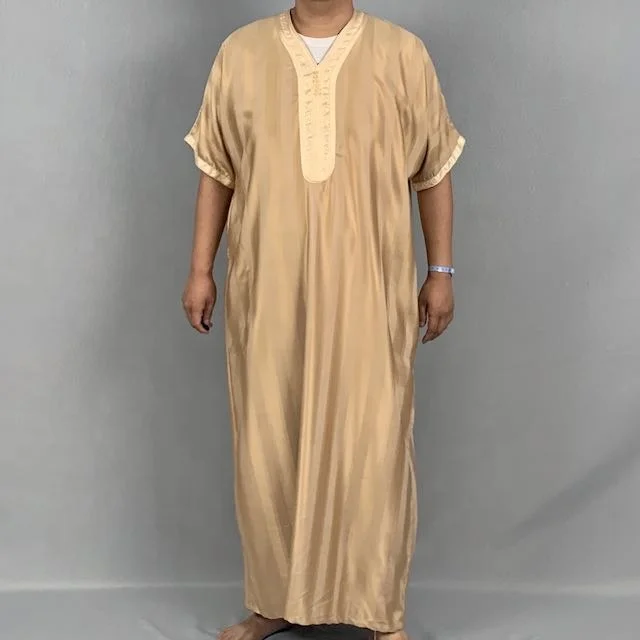 

Hot Selling New Coming Moroccan Men Clothing Stripe Embroidered Caftan 2021