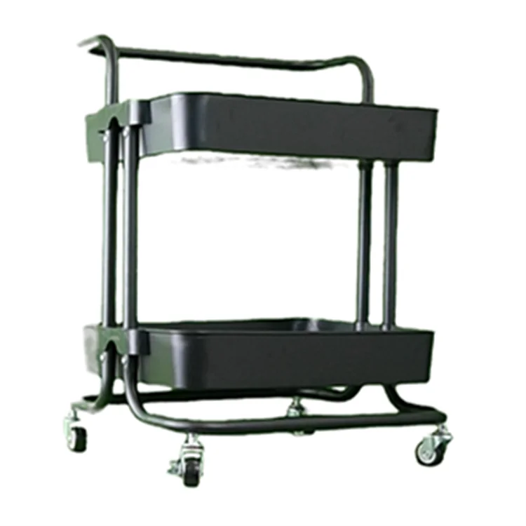 

Multipurpose Utility 2 Layers Wire Trolley Cart Rolling Cart Trolley Storage