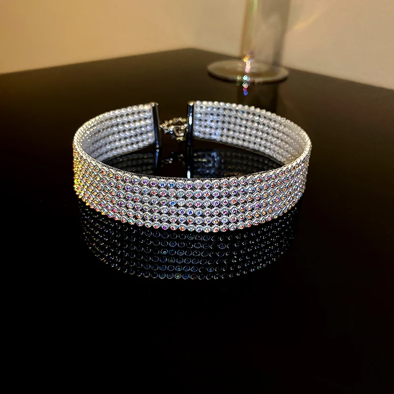 

fashion six raw crystal tennis necklace women