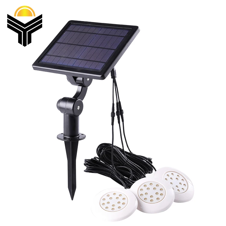 Light control outdoor swimming pool fountain waterproof ip65 rgb 2w 3w solar led underwater lamp