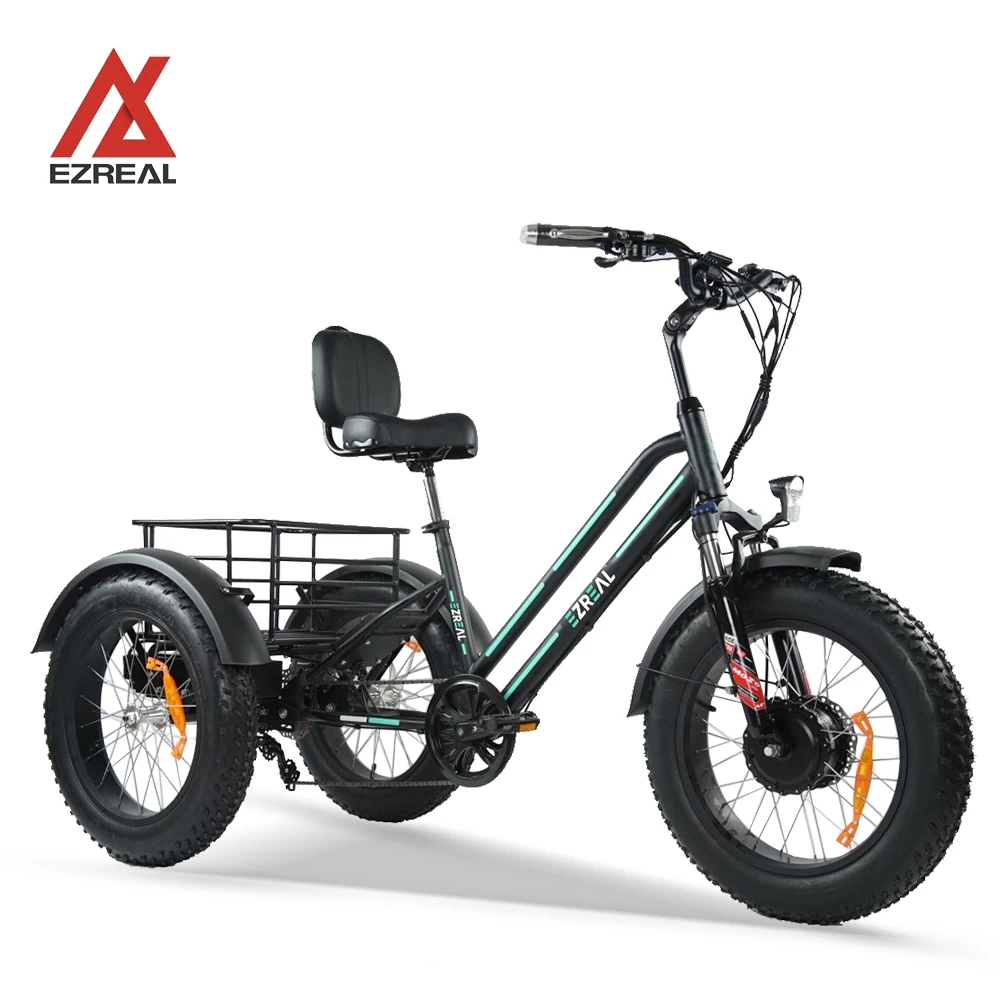 Ezreal Best Selling Fat Tire Electric Bike 48V 500W Cargo 3 Wheel Tricycle For Wholesale