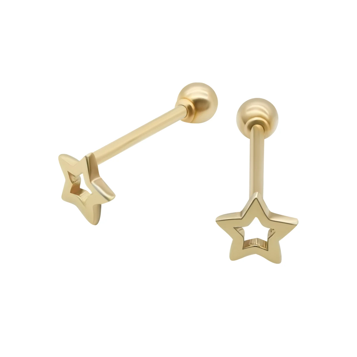 

Free Shipping Elegant 9k Real Gold Hollow Star Stud Earring Women