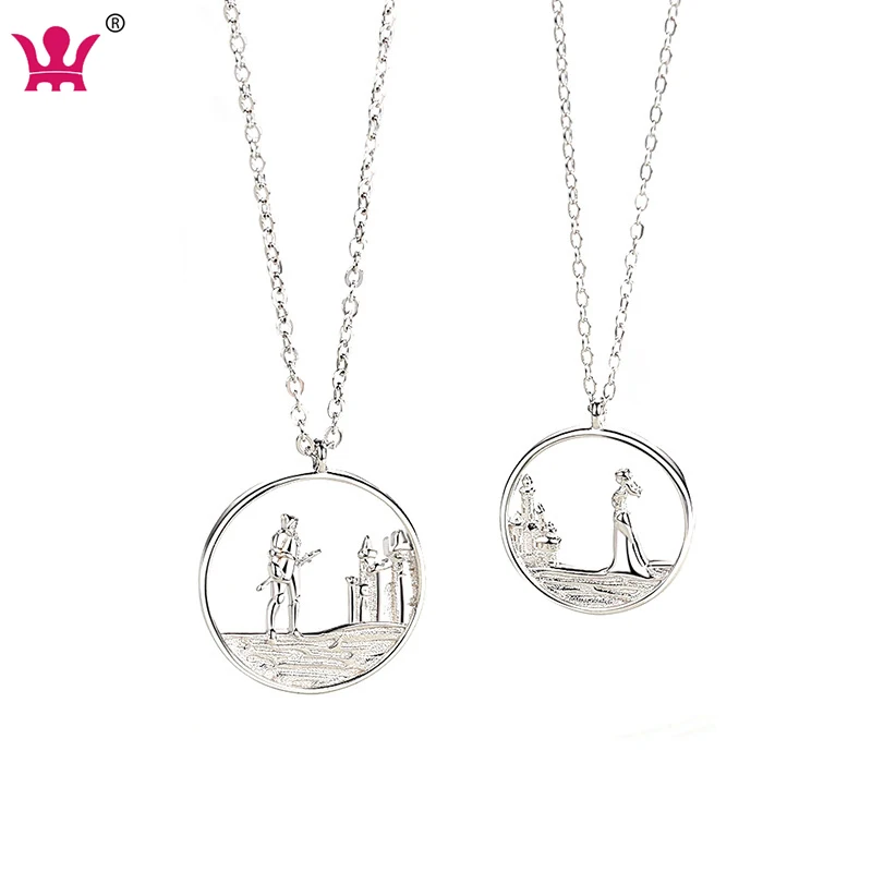 

Original S925 Sterling Silver Necklace Knight And Princess Couple necklace