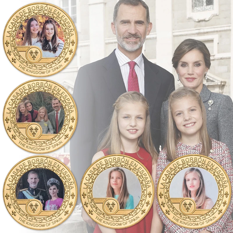 

High Quality Custom Euro Coin Holder Gift Box Set Spanish Royal Family Metal Alloy Coin for Collection