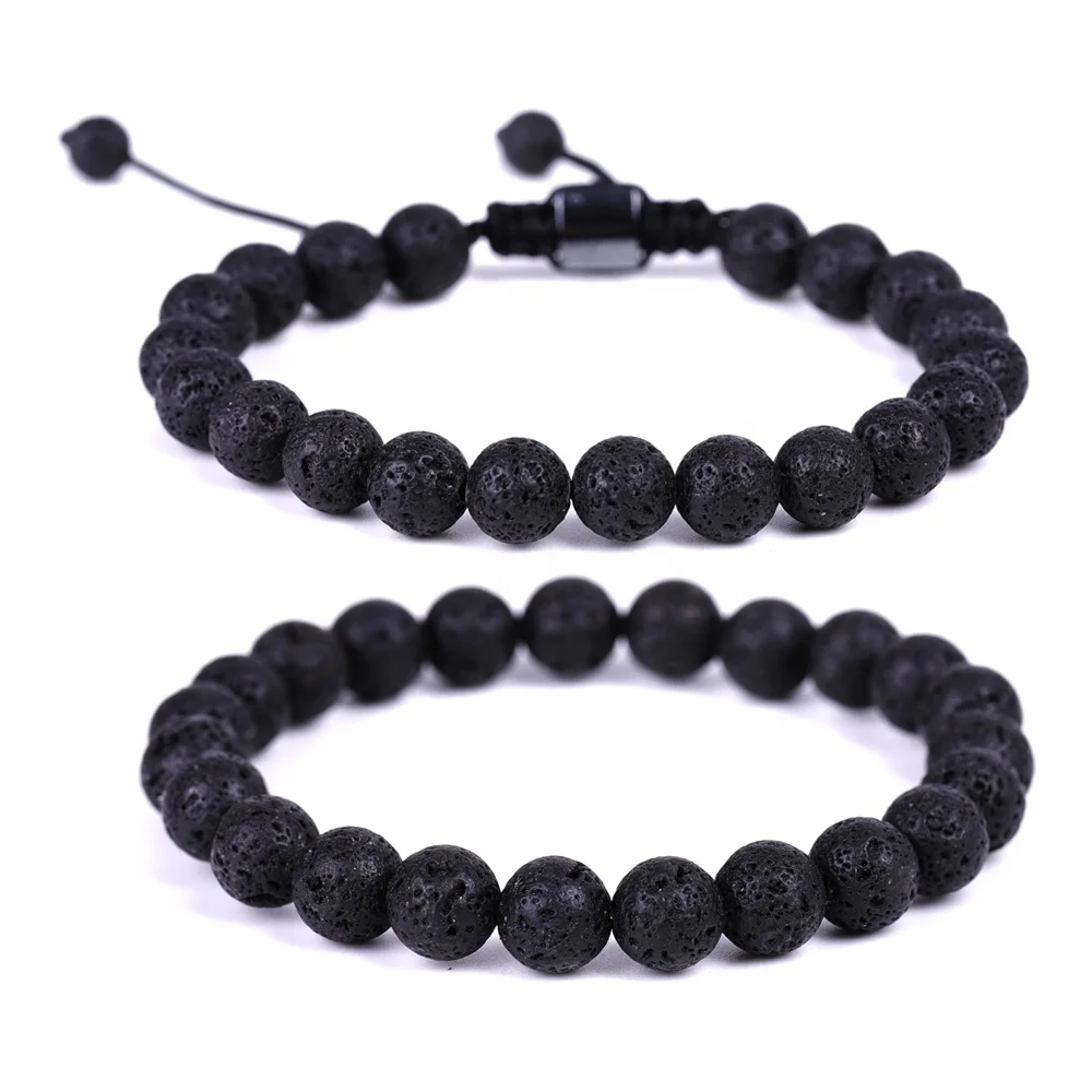 

Fashion Jewelry Natural Adjustable Lava Rock Stone Braided Bracelets