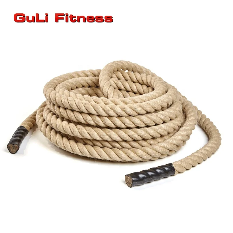 

Guli FItness Workout High Exercise Heavy Fitness Climbing Training Undula Hemp Material Anchor Battle Rope 38/50mm For Sale, Brown