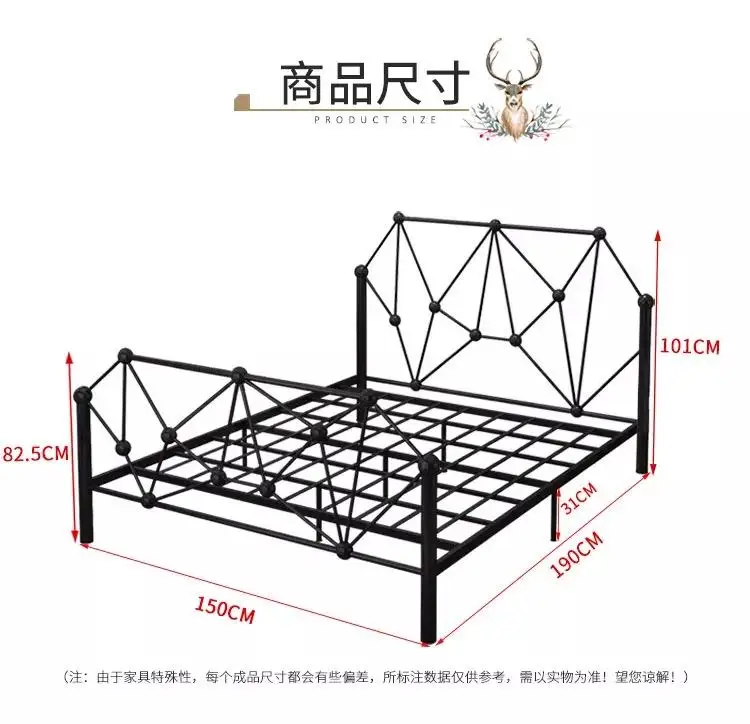 Eoupe style modern simple princess iron art iron stand steel frame bedroom bed