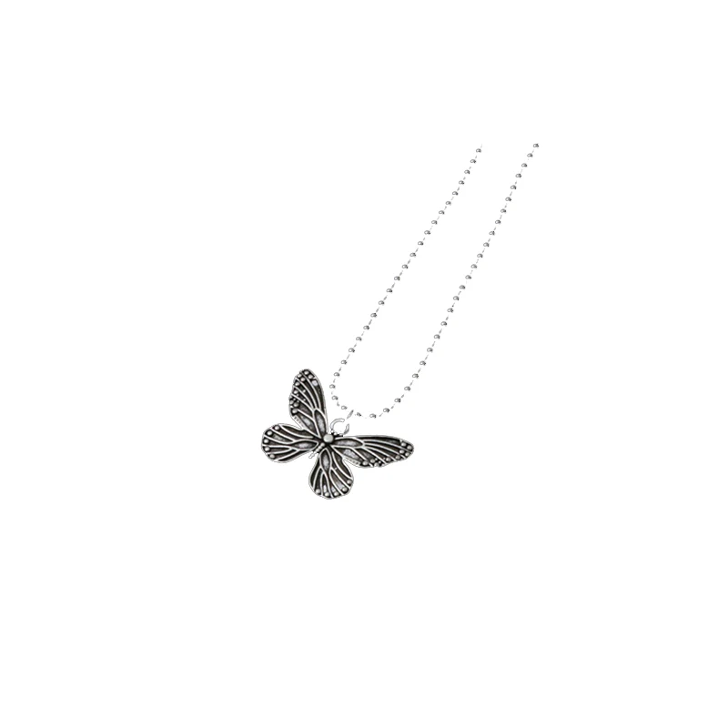 

Hot Selling Stainless Steel Vintage Pendant Necklace Butterfly Necklace, Antique silver