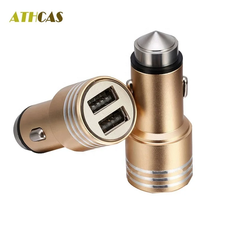 

2020 best selling high quality dual USB metal aluminum alloy 1A touring car charger, Black, gold, red, blue, silver