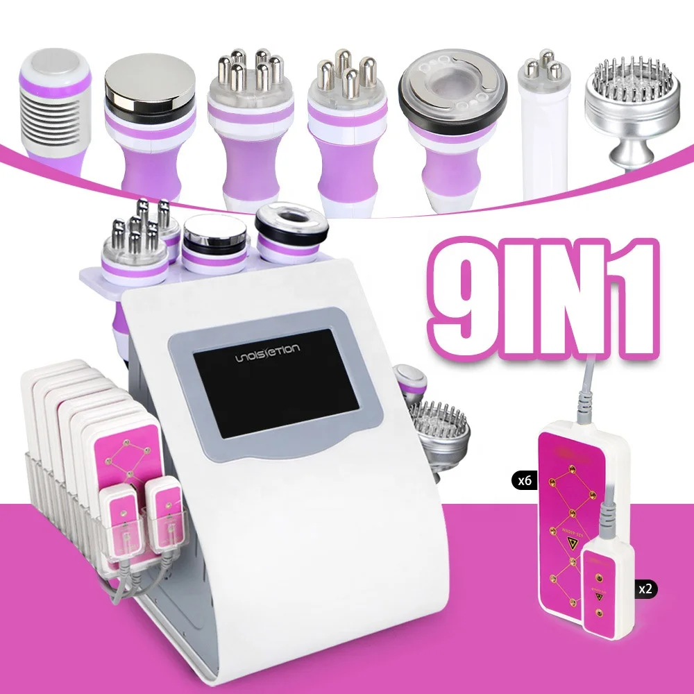 

9 in 1 Portable RF laser body slimming machine 40k Ultrasound Vacuum Fat Cavitation machine Beauty Equipment for Spa Salon