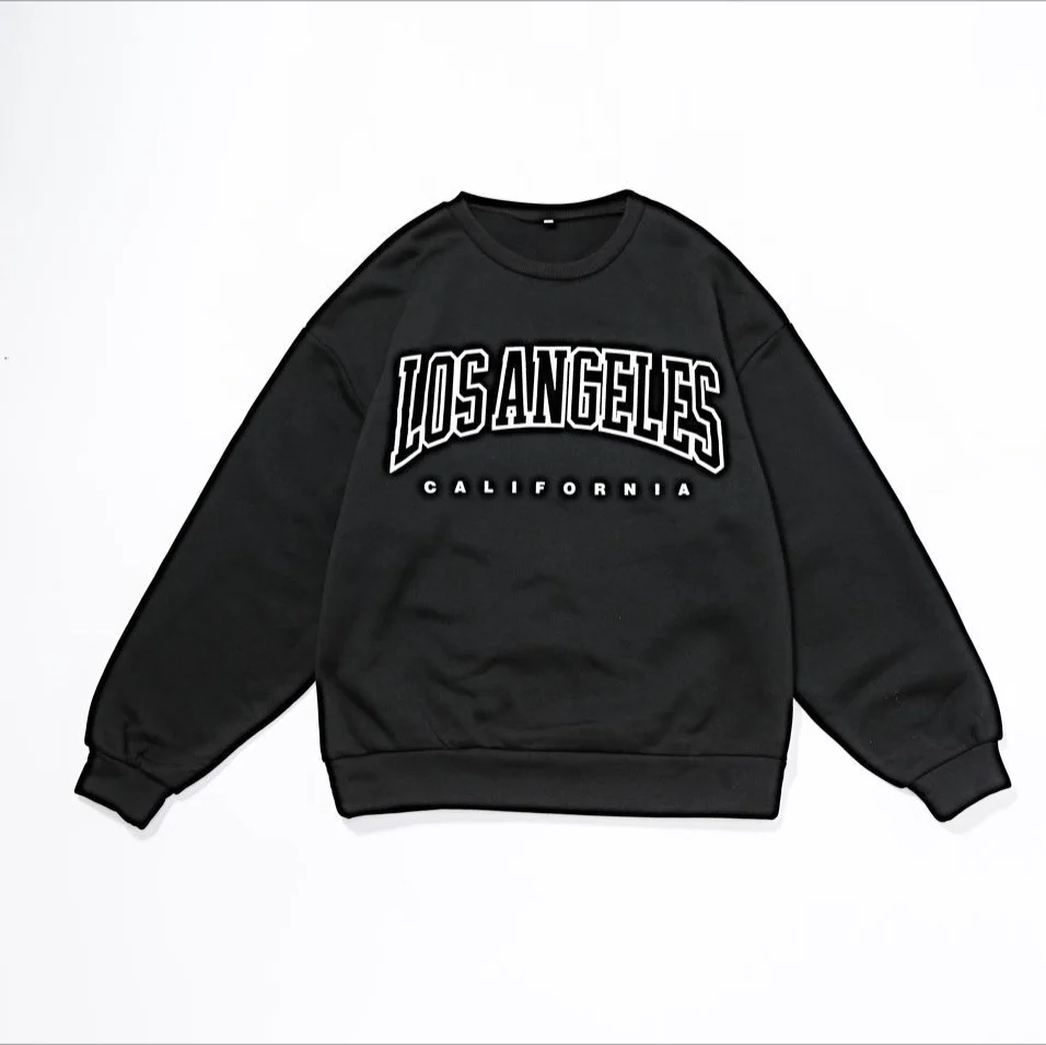 

Los Angeles Logo Letter Printed Pullover Warm Fleece Winter Womens Oversized Sweatshirt, 6 colors