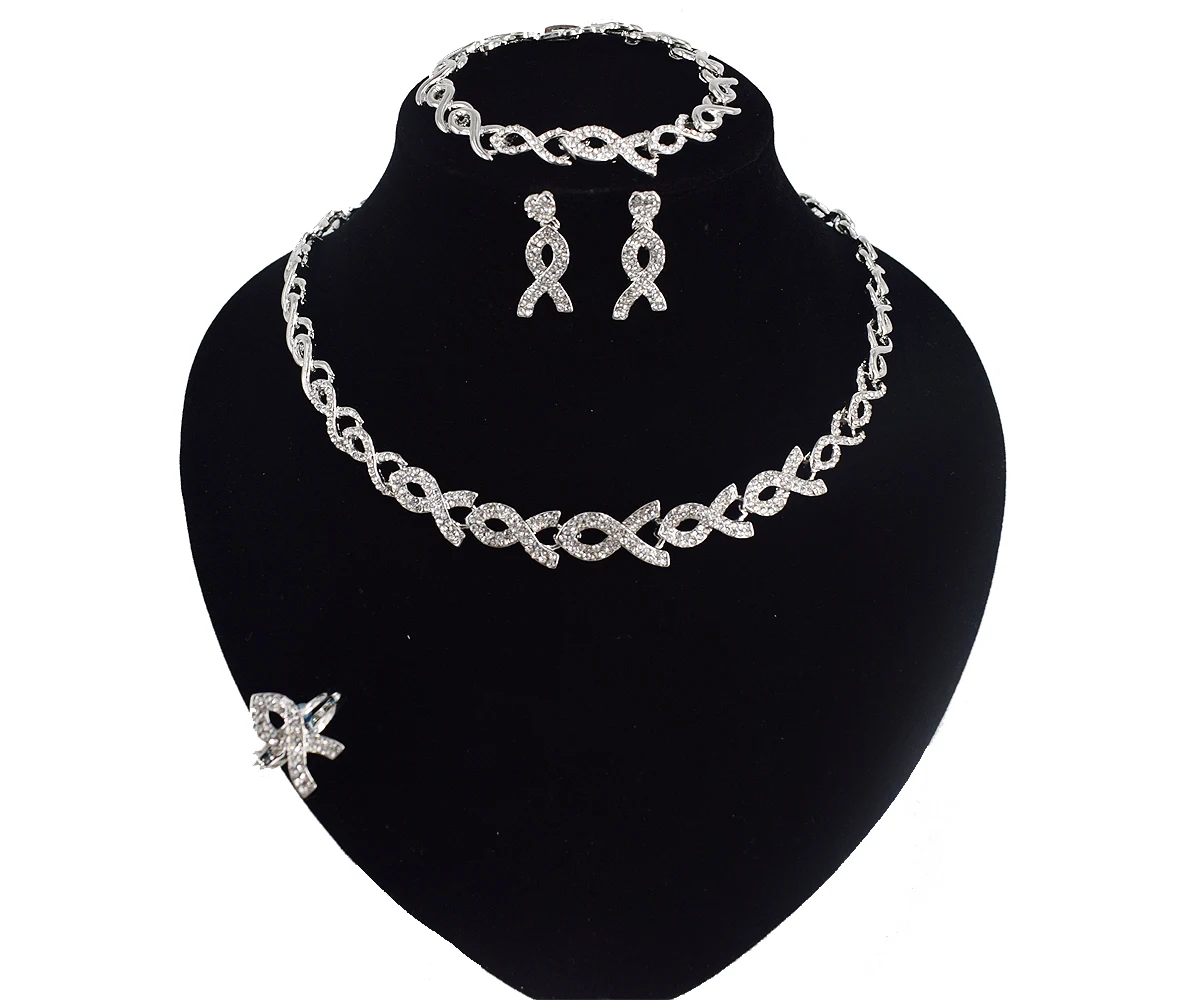 

JHT142 Latest design women high quality silver jewelry set wedding, Platinum plated color