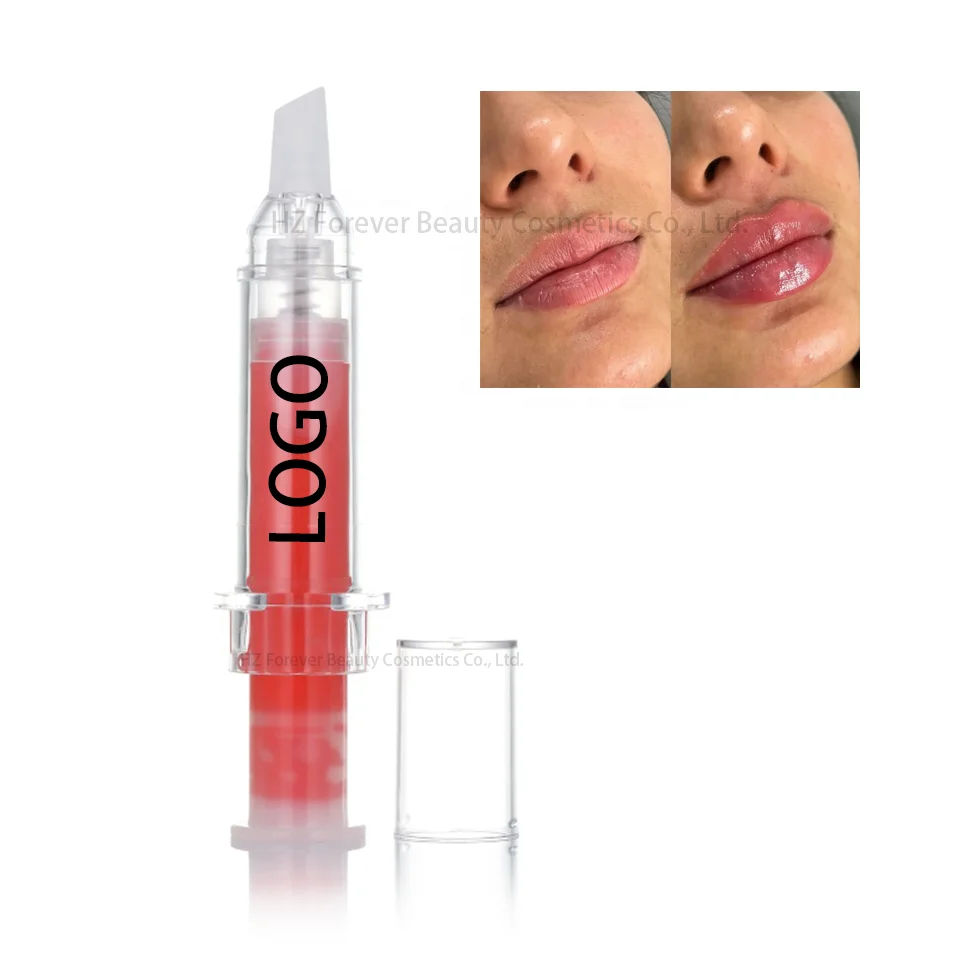 

Lip Enhancement Pouty 100% Organic Clear Syringe Lip Plumper Gloss with Private Label