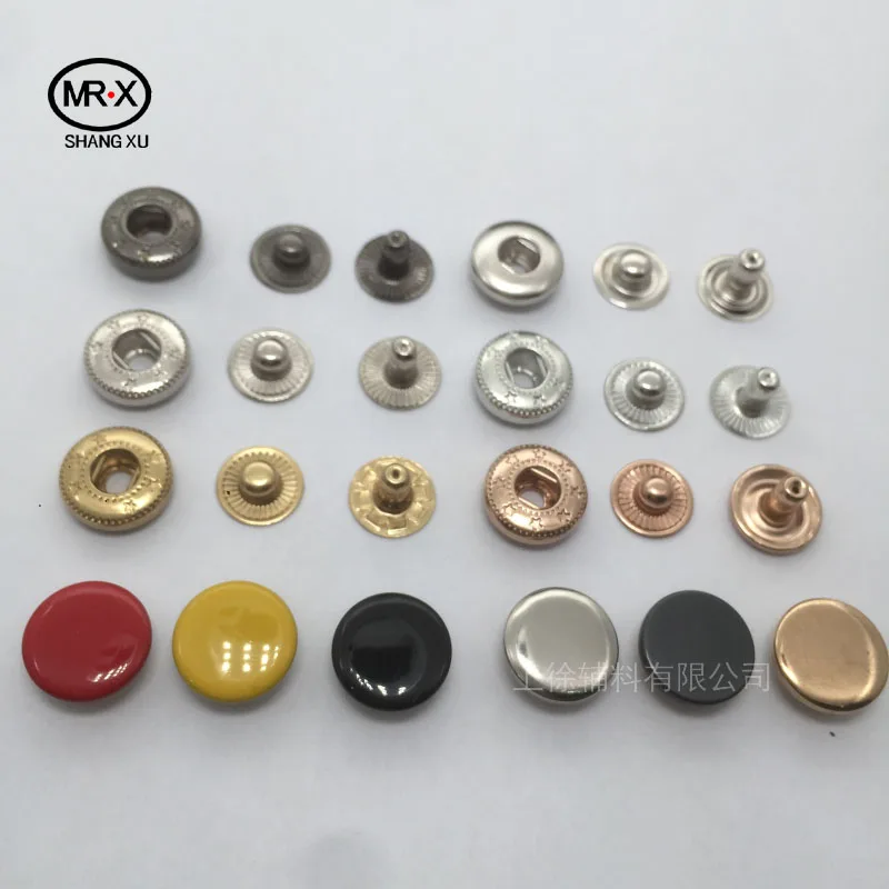 

Wholesale 15mm and 12.5mm silver brass fastener snap button for cloth, Customized