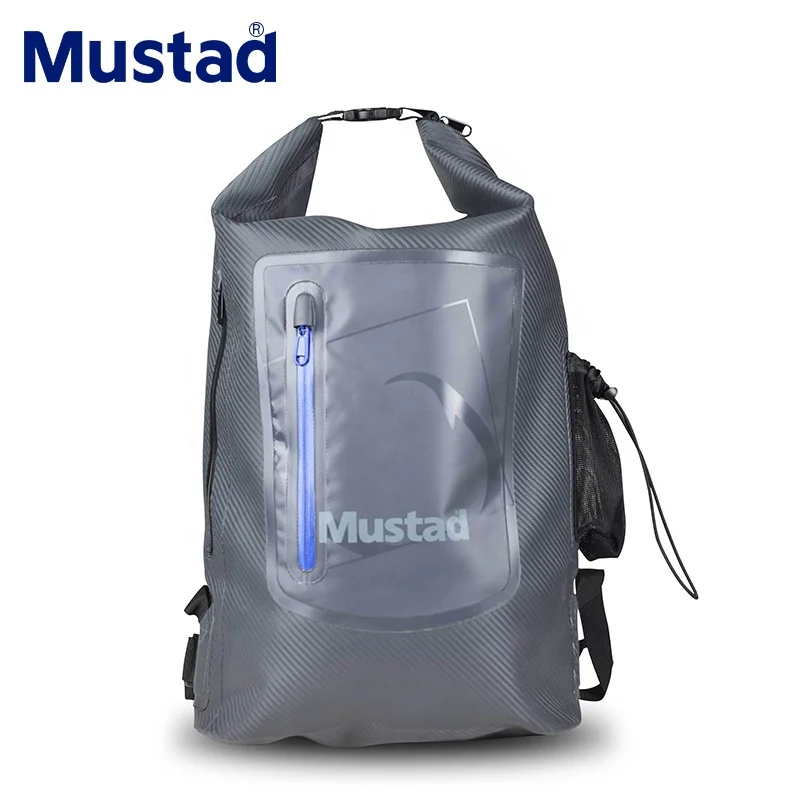 

Mustad MB010 Backpack PVC Multi-Purpose Waterproof Bag Large Capacity Outdoor Sports Tackle Fishing Bags Pesca Lure Side Mesh, As the picture