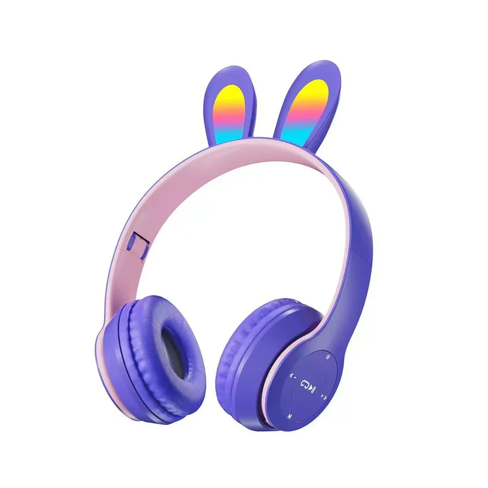 

P47R Pink headphones wireless Foldable Cat Headphones Wireless cat ear headset macaron for kids