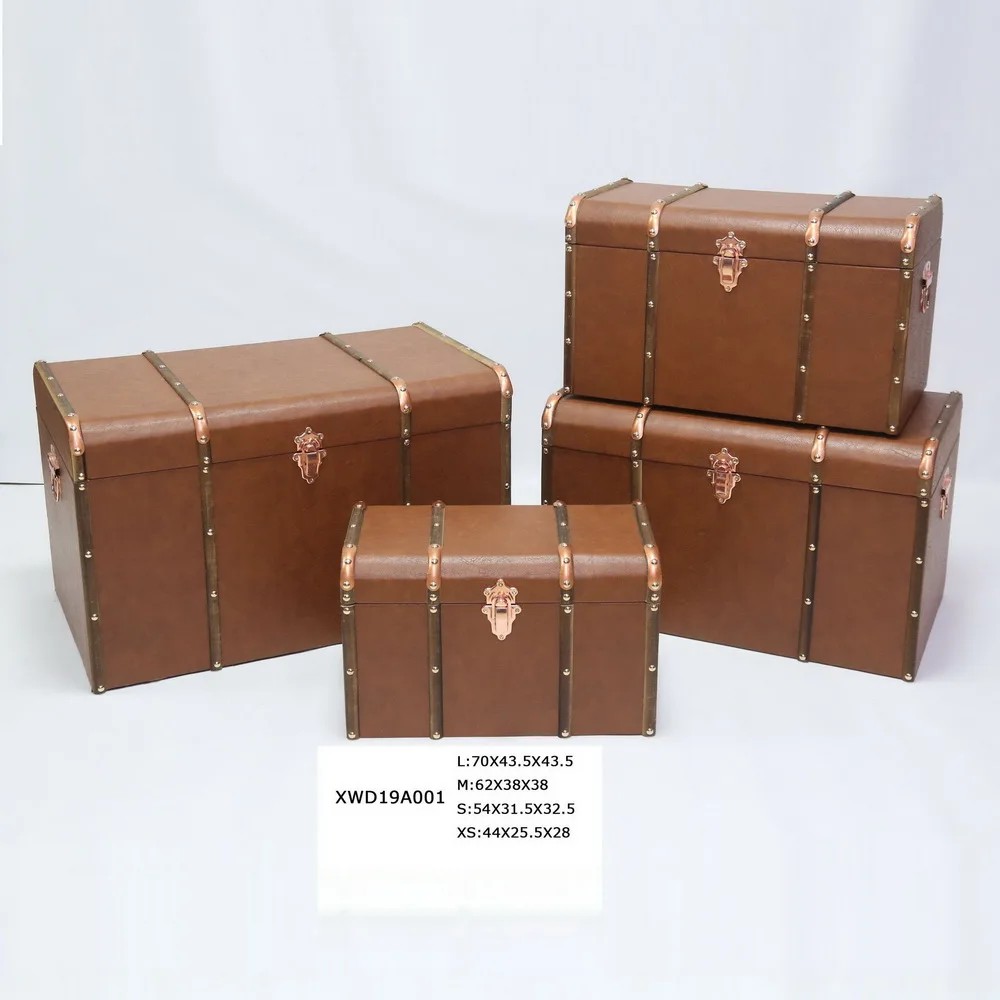 

Custom decorative vintage wood sets storage chest trunk