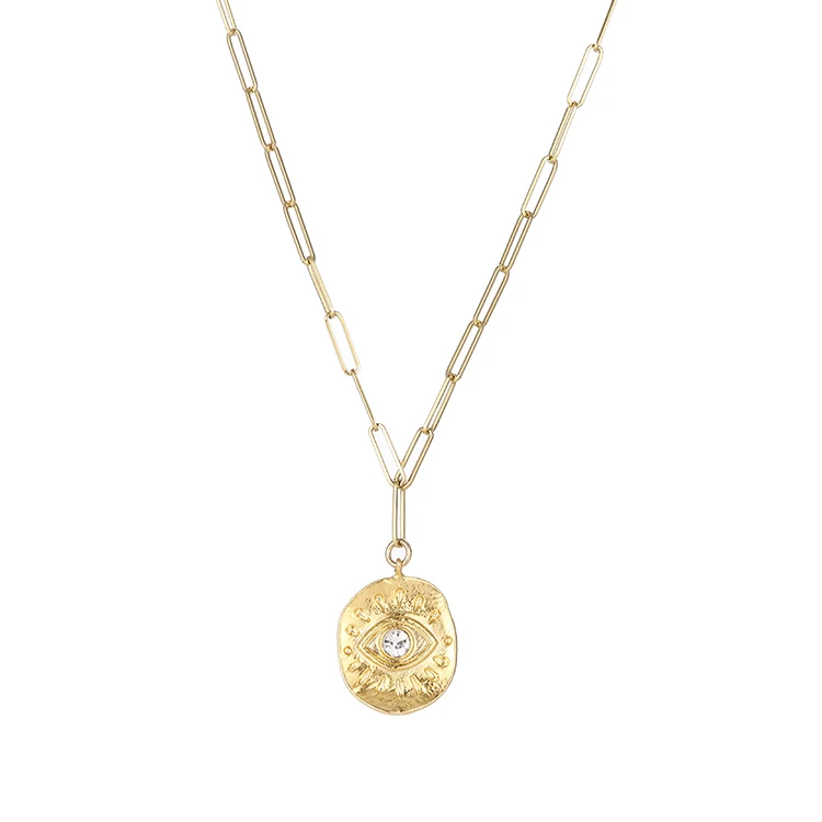 

Factory Direct 18k Gold Plated Copper Rhinestone Chain Pendant Necklace, Picture