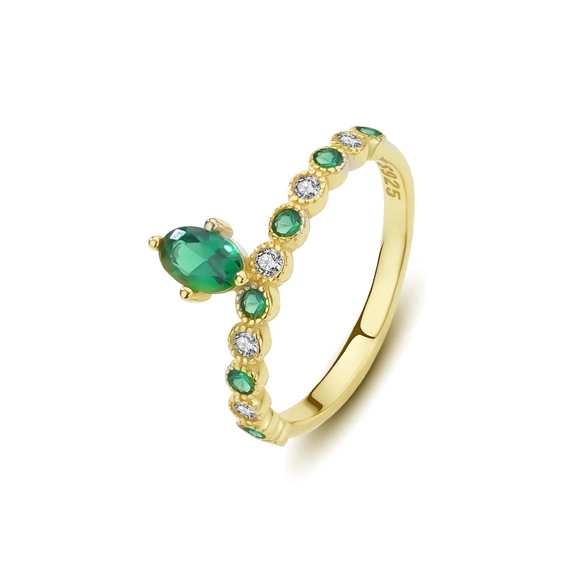 Factory Custom Fine Jewelry Emerald Diamond Ring Turquoise Ring Green Nano Ring For Women