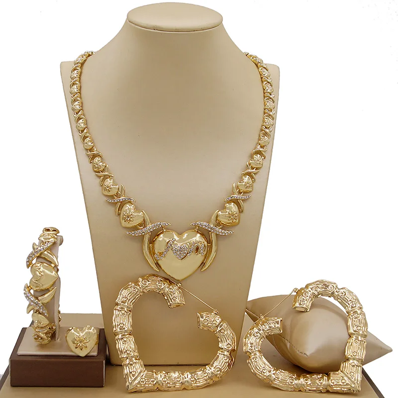 

Yulaili Luxury Love Earring Bridal Beautiful Jewelry Sets Big Heart Big Earrings I Love You Hug and Kiss Xoxo Jewelry Set X0079