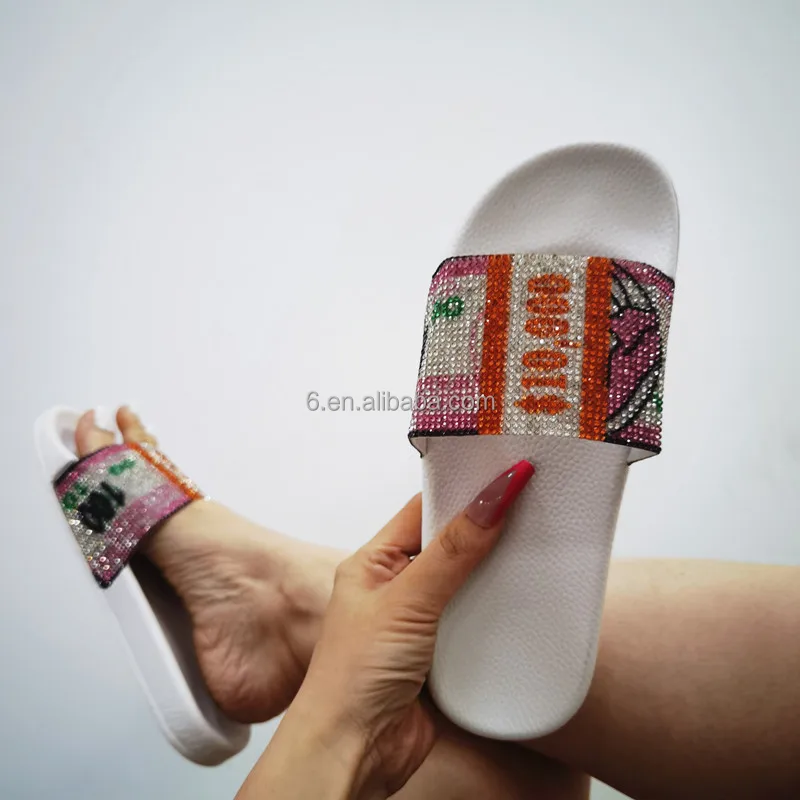 

Hot summer ladies footwear jelly sandals and bag women flat shoes diamond slipper for women