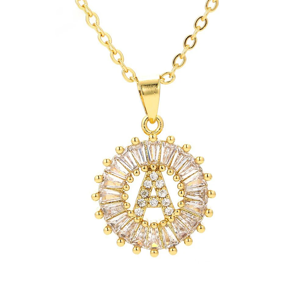

Cubic Zirconia Diamond 26 Alphabet Letter Pendant Necklace Gold Chain Charm Necklaces A-Z Initial Jewelry for Women