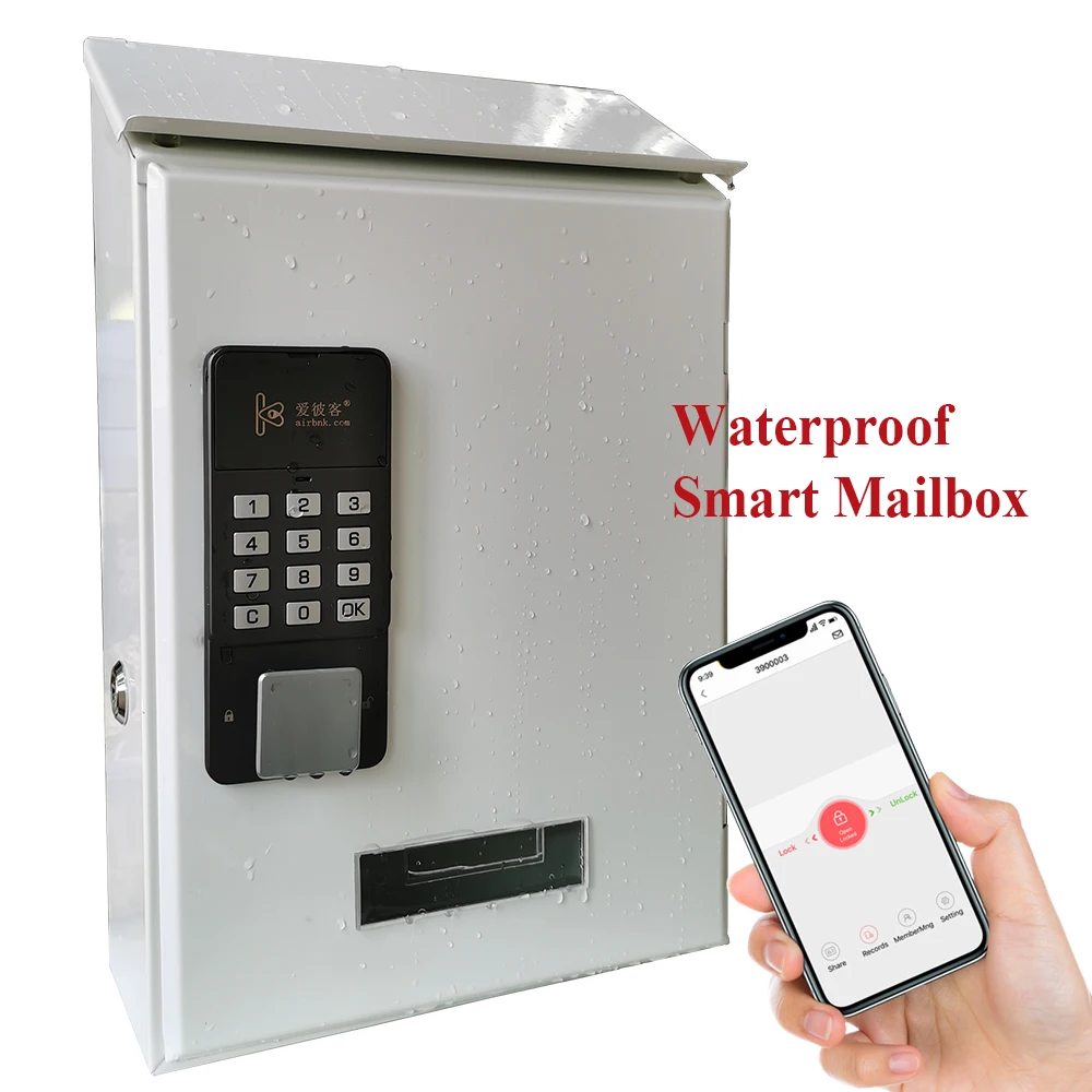 

Token Security Bluetooth Unlock Smart Mailbox For Home Apartment Wall Mounted Letter Box Outdoor Metal Mail Box Mailbox