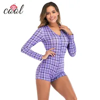 

2020 INS hot sale Plaid Printing Plus Size Women's Pajamas Knitting Adult Onesie