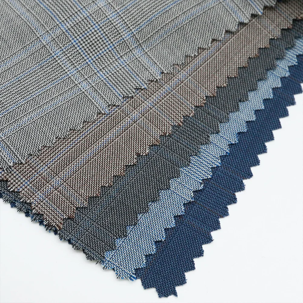 Elegant 50%W 50%P Blend Worsted Merino Wool Suit Fabric for Men's Jacket RTS Check Style Woven Yarn Dyed for Garments Boys Girls